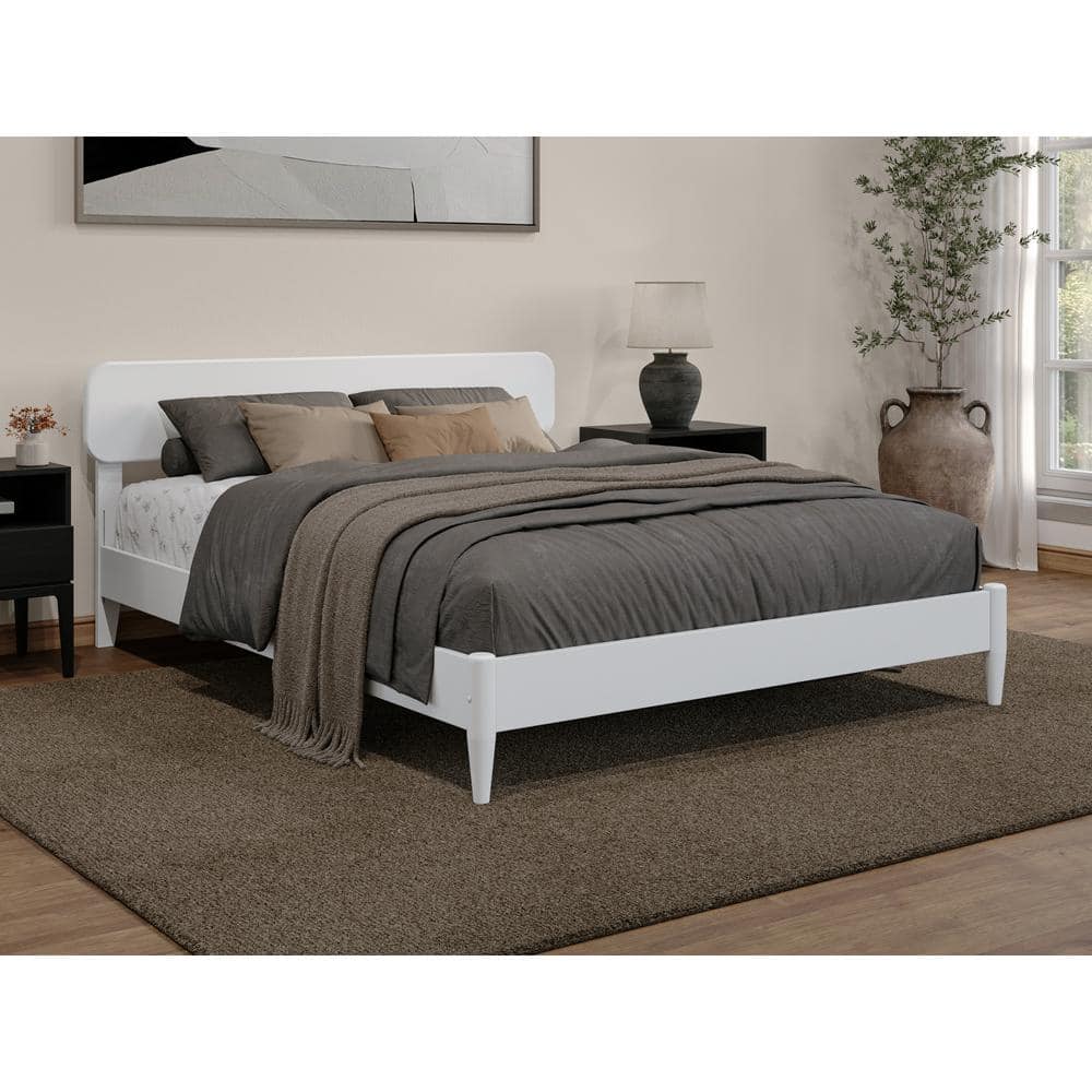 Florence White Queen Solid Wood Low Profile Platform Bed