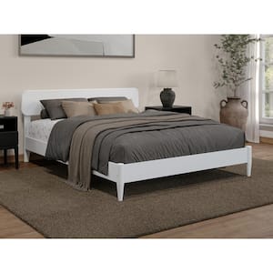 Florence White Solid Wood Frame Queen Low Profile Platform Bed