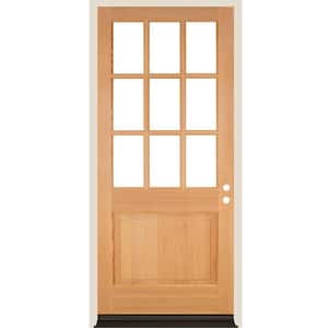 36 in. x 96 in. 9-Lite with Beveled Glass Left Hand Unfinished Douglas Fir Prehung Front Door