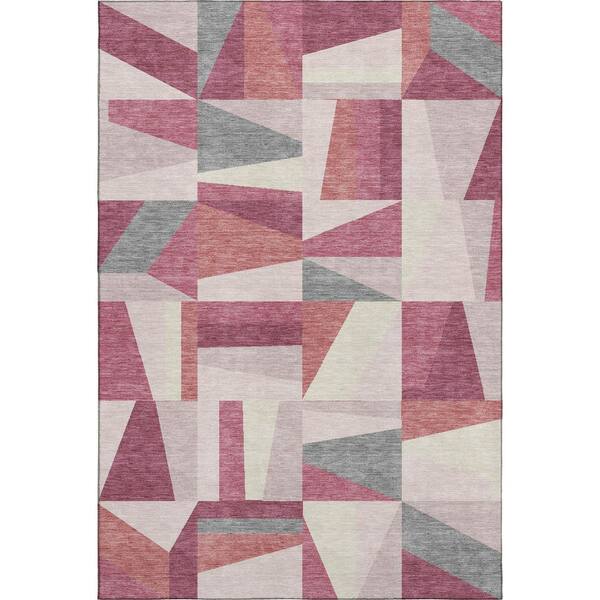 Mayfield Premium Machine Washable Abstract AMF2327 Blush 10 ft. x 14 ft. Area Rug