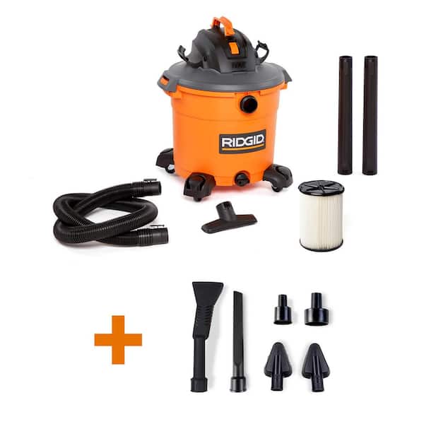 RIDGID 16 Gallon 5.0 Peak HP NXT Wet/Dry Shop Vacuum with Filter, Locking Hose, Accessories and Car Cleaning Kit
