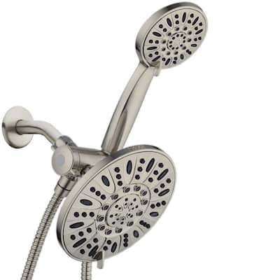 48-spray 7 in. Dual Shower Head and Handheld Shower Head with Body spray in Brushed Nickel