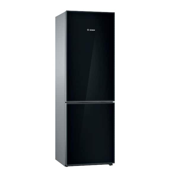 Bosch 800 Series 24 in. 10 cu. ft. Bottom Freezer Refrigerator in Black Glass, Counter Depth