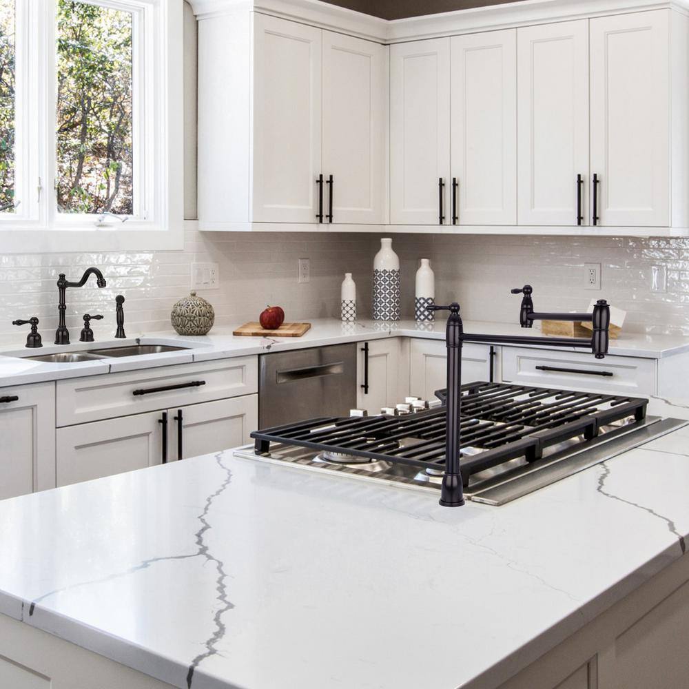 Matte Black Dual Handle High Arc Kitchen Faucet