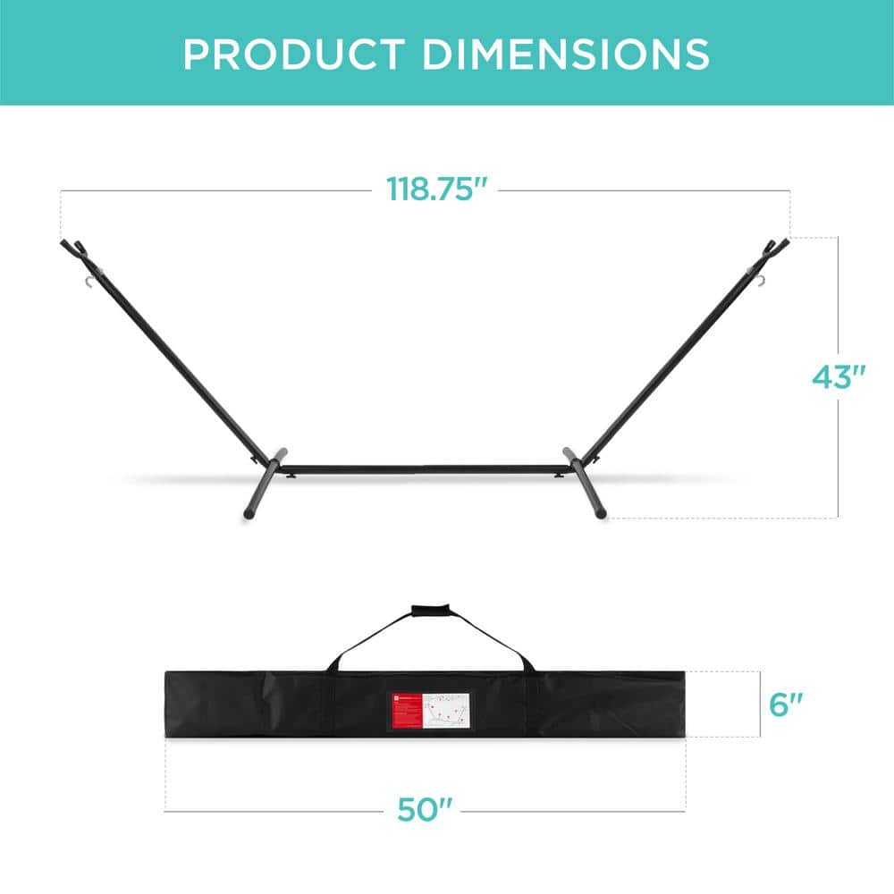 Steel Frame 2-Person Gray and White Cotton Hammock with Stand