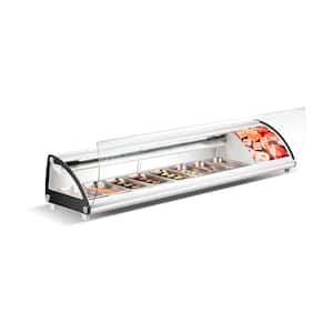 44.5 in. W Commercial Countertop Sushi Case with Curved Glass Door in Silver