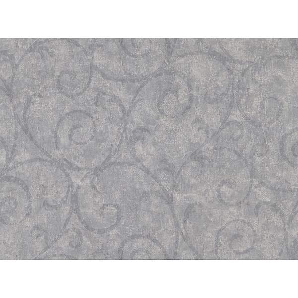 Warner Sansa Slate Plaster Scroll Vinyl Strippable Wallpaper (Covers 60.8 sq. ft.)
