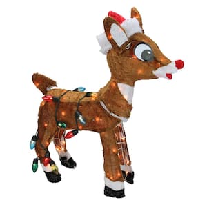 24 in. Lighted Rudolph with String Lights Christmas Outdoor Yard Decoration