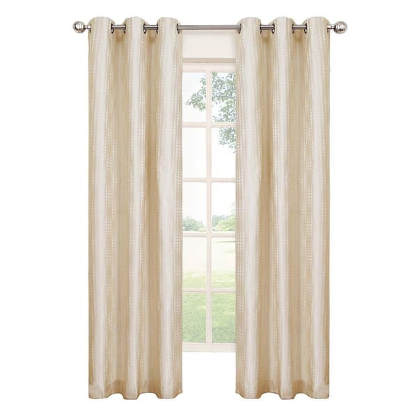 Eclipse Blackout Captree Blackout Ivory Polyester Grommet Curtain, 84 in. Length