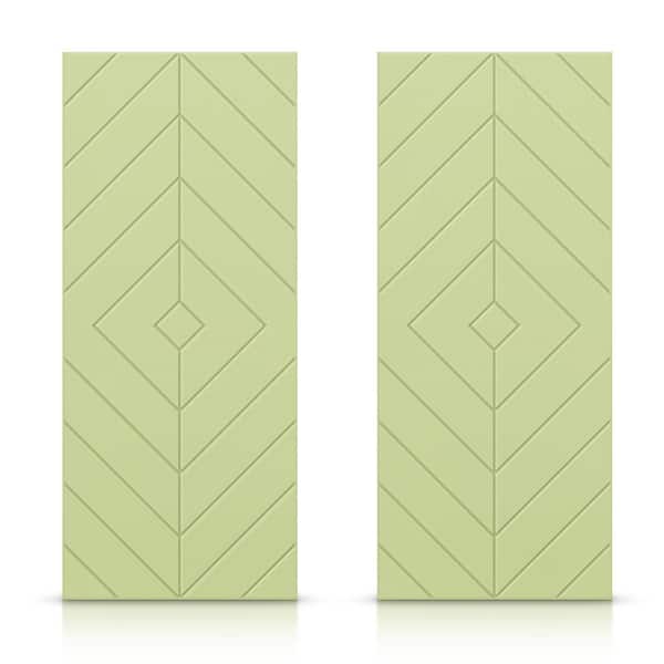 CALHOME 84 in. x 96 in. Hollow Core Sage Green Stained Composite MDF Interior Double Closet Sliding Doors