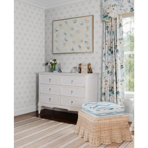 Emma Blue Heather Large Bow Wallpaper Sample