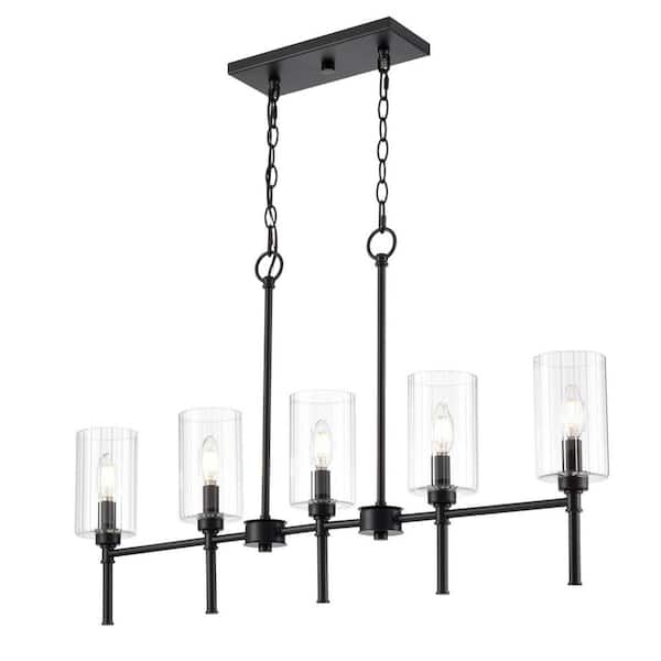 Chastine 5-Light Matte Black Island Chandelier