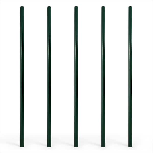 Fencer Wire Black Galvanized 2-3/8 in. x 2-3/8 in. x 7 ft. Steel Corner Chain Link Fence Terminal Post (5 Pack)