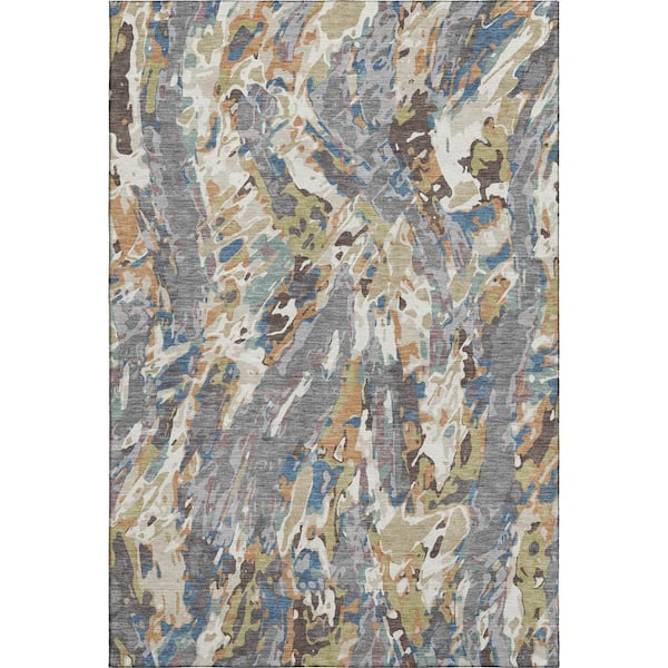 Mayfield Premium Machine Washable Abstract AMF2441 Gray 9 ft. x 12 ft. Area Rug