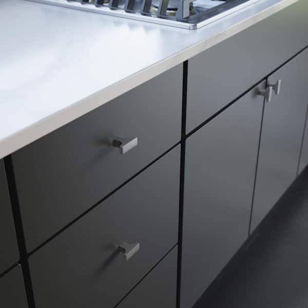 (10-Pack) Modern Track 1-21/32 in. (42 mm) Modern Satin Nickel T-Shaped Bar Cabinet Knobs