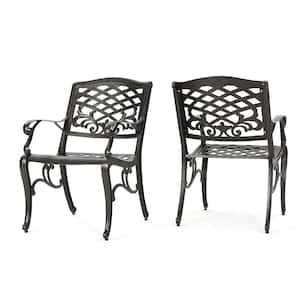 Brown Aluminium Outdoor Lounge Chair 35 in. Set of 2