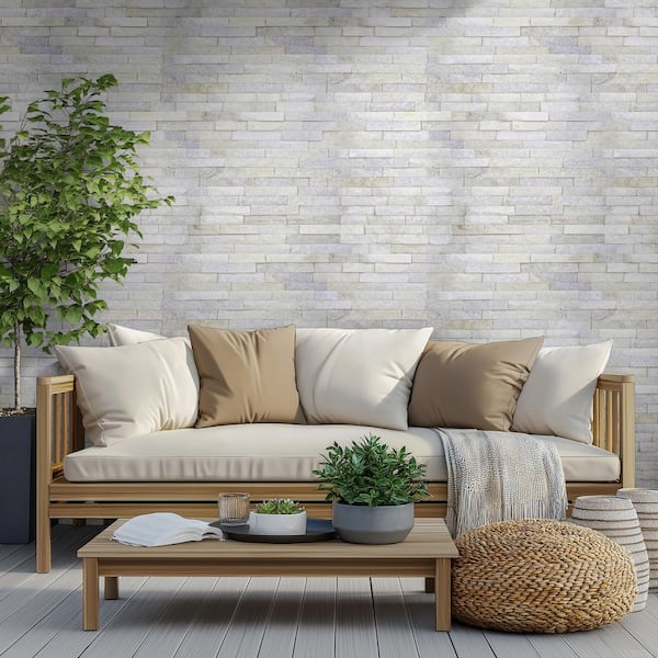Arctic White Ledger Panel 6 in. x 24 in. Splitface Marble Wall Tile (210 sq. ft./Pallet)