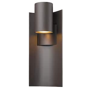 Amador 14-Watt 19 in Deep Bronze Integrated LED Aluminum Hardwired Outdoor Weather Resistant Cylinder Wall Sconce Light