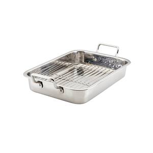 7.8 Quart Stainless Steel Non-Stick Gas and Electric Cooktop Compatible Roasting Pan with Rack