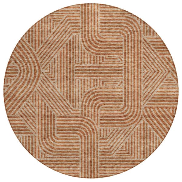 Addison Rugs Chantille Machine Washable Indoor/Outdoor Abstract ACN917 Terracotta 8 ft. x 8 ft. Area Rug
