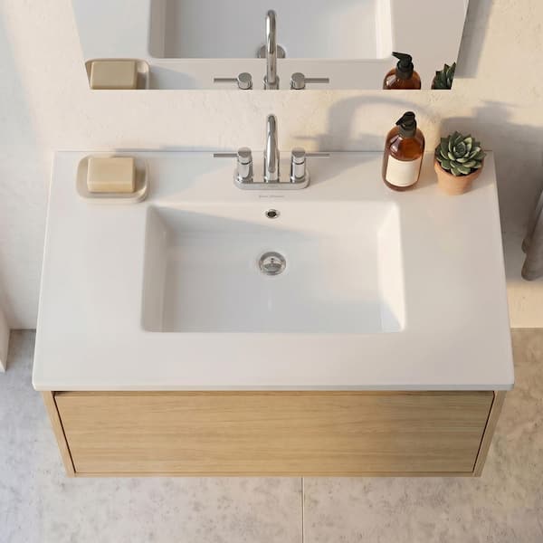 Voltaire 31 in. Vanity Top in Glossy White with 3 Center Set Holes