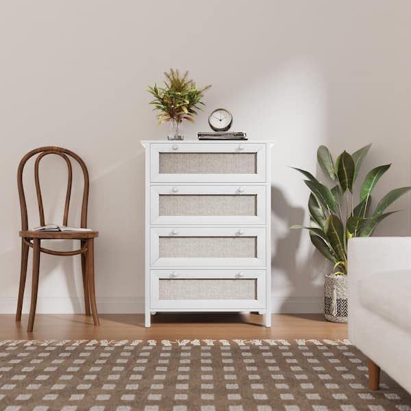 JEAREY 4-Drawer White 27.55 in. Width Dresser, Modern Chest of Drawers for Bedroom or Living Room Storage