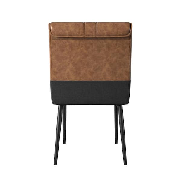 Upholstered Dining Chairs (Set of 2), Faux Leather Kitchen Chairs with Metal Legs, Modern Brown Dining Room Side Chairs