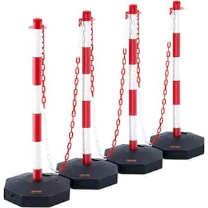 Adjustable Traffic Delineator Post Cones, 4 -Pack, Traffic Safety Delineator Barrier with Fillable Base 8 ft. Chain