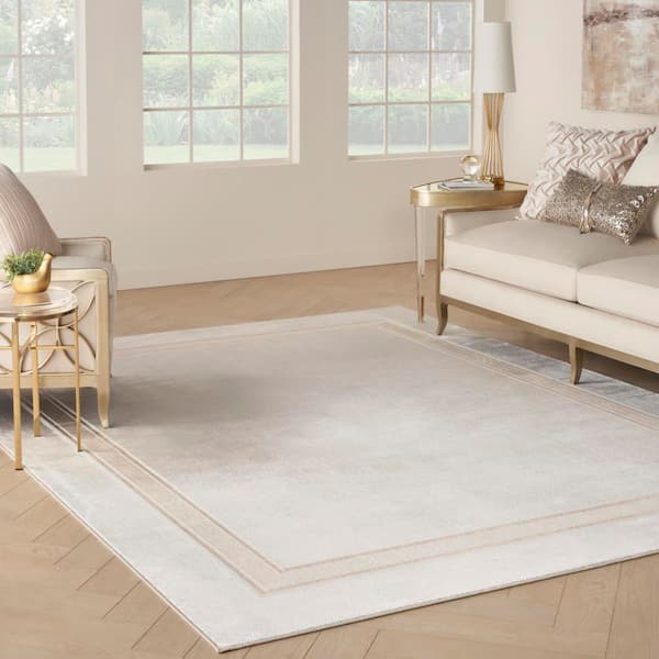 Glam Ivory Cream 8 ft. x 10 ft. Geometric Contemporary Area Rug