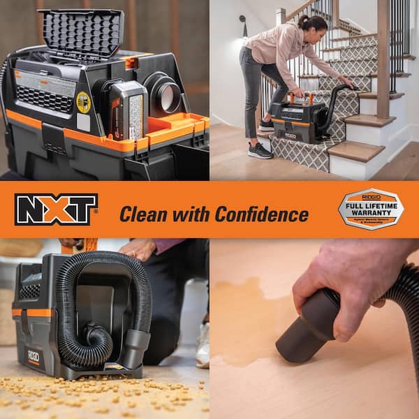 3 Gallon 18-Volt Cordless Handheld NXT Shop Vacuum Wet Dry Vac with Filter, Locking Hose, Accessories and 6.0 Ah Battery