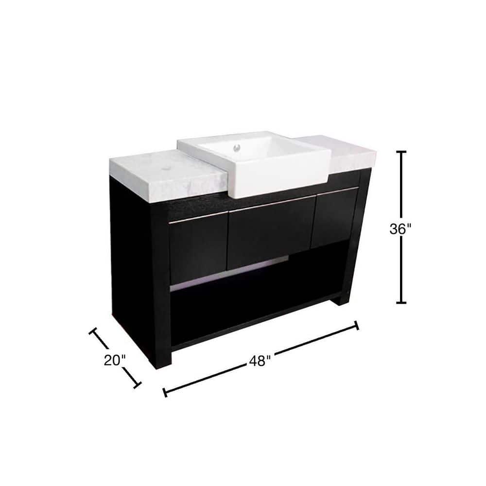 Black Oak Single Freestanding Vanity with White Marble Top
