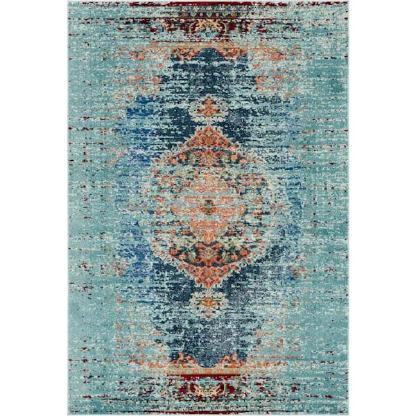 Unique Loom Vita Warhol Turquoise 6' 1 x 9' 0 Area Rug
