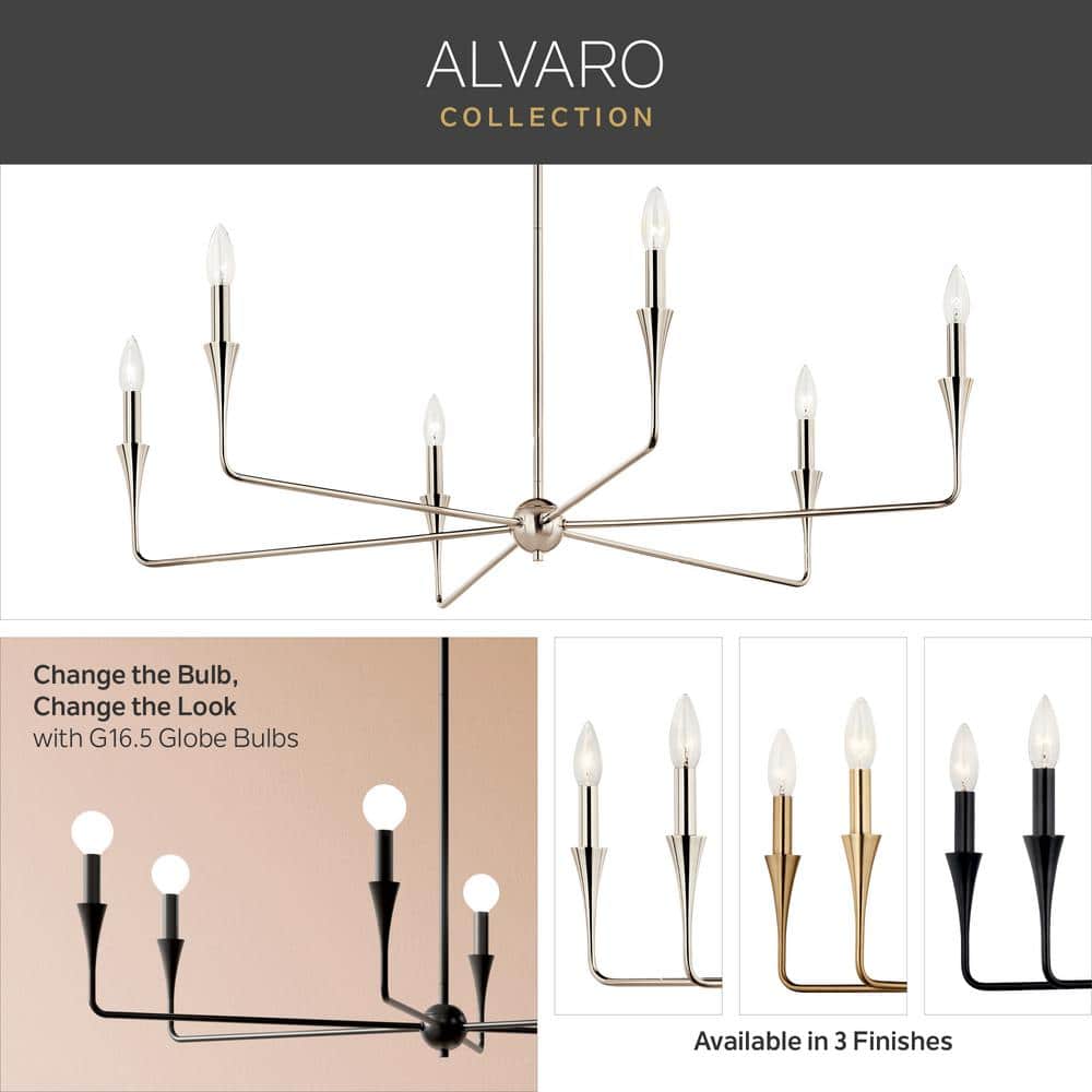 Champagne Bronze 6-Light Modern Candle Chandelier