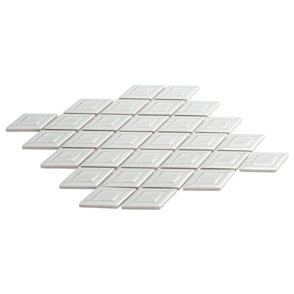 Venecia Padua Grey 1 in. x 3 in. 3D Framed Diamond Glossy Porcelain Wall Mosaic Tile (7.5 sq. ft./Case)