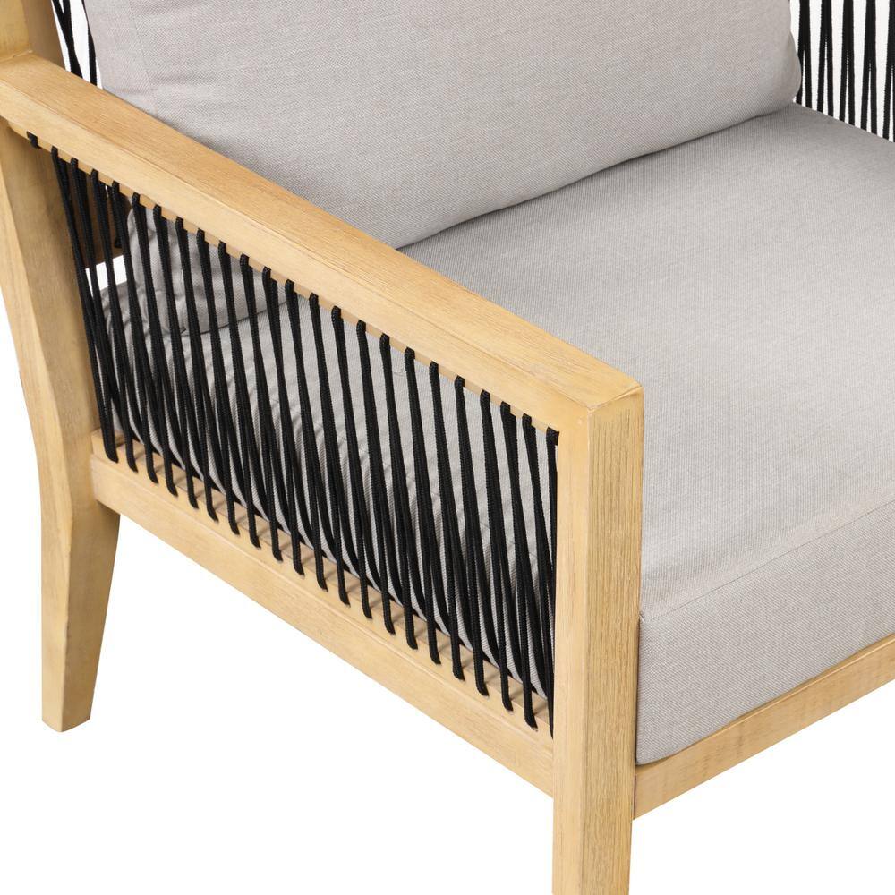 Freya Bohemian Acacia Wood Outdoor Armchairs with Cushions, Set of 2