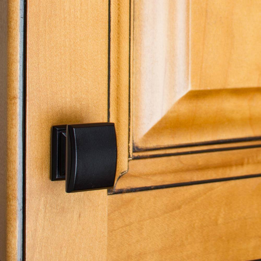 Matte Black Square Cabinet Knob with Mounting Hardware