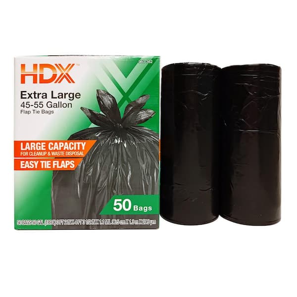 HDX 55 Gal. Clear Heavy-Duty Flap Tie Drum Liner Trash Bags (40-Count)  HD55WC040C - The Home Depot