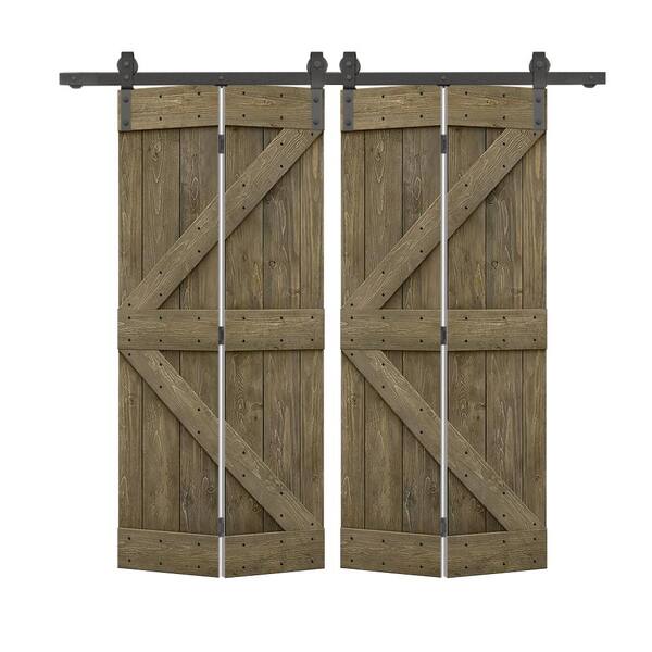 CALHOME 44 in. x 84 in. K Series Aged Barrel Stained DIY Wood Double Bi