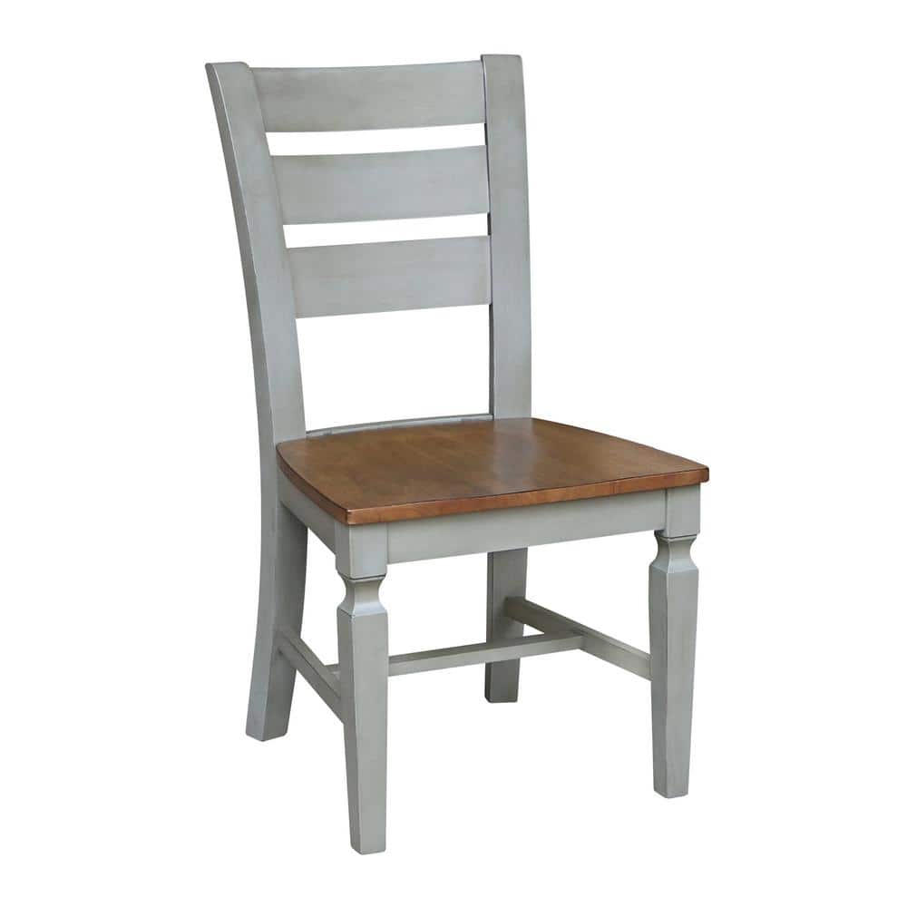 Vista Distressed Hickory and Stone High Ladderback Wood Chairs - Set of 2