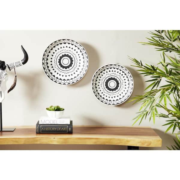 Litton Lane Eclectic Ceramic Black Wall Decor (Set of 2)