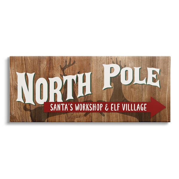 Stupell Industries Rustic North Pole with Arrow byKim Allen 1 Piece Unframed Graphic Print Typography Poster Art Print 40 in. x 17 in.
