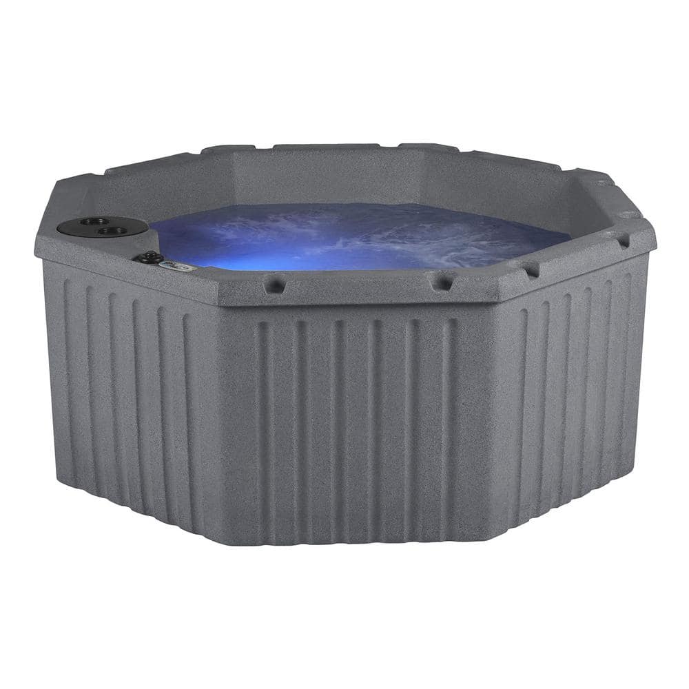 Gray Granite 5-Person Octagon Hot Tub with 11 Jets