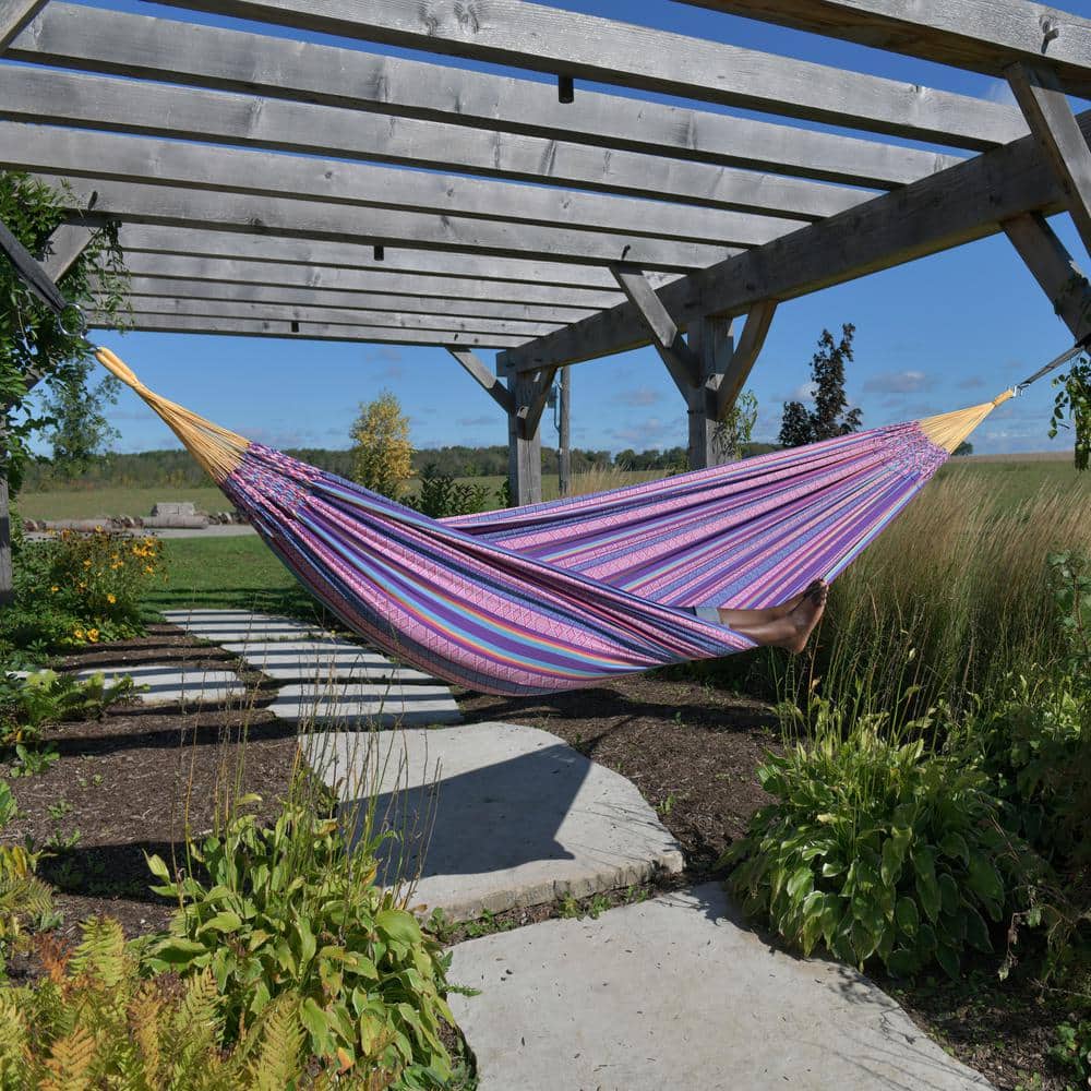 Vibrant Fiesta Double Cotton Portable Hammock Bed