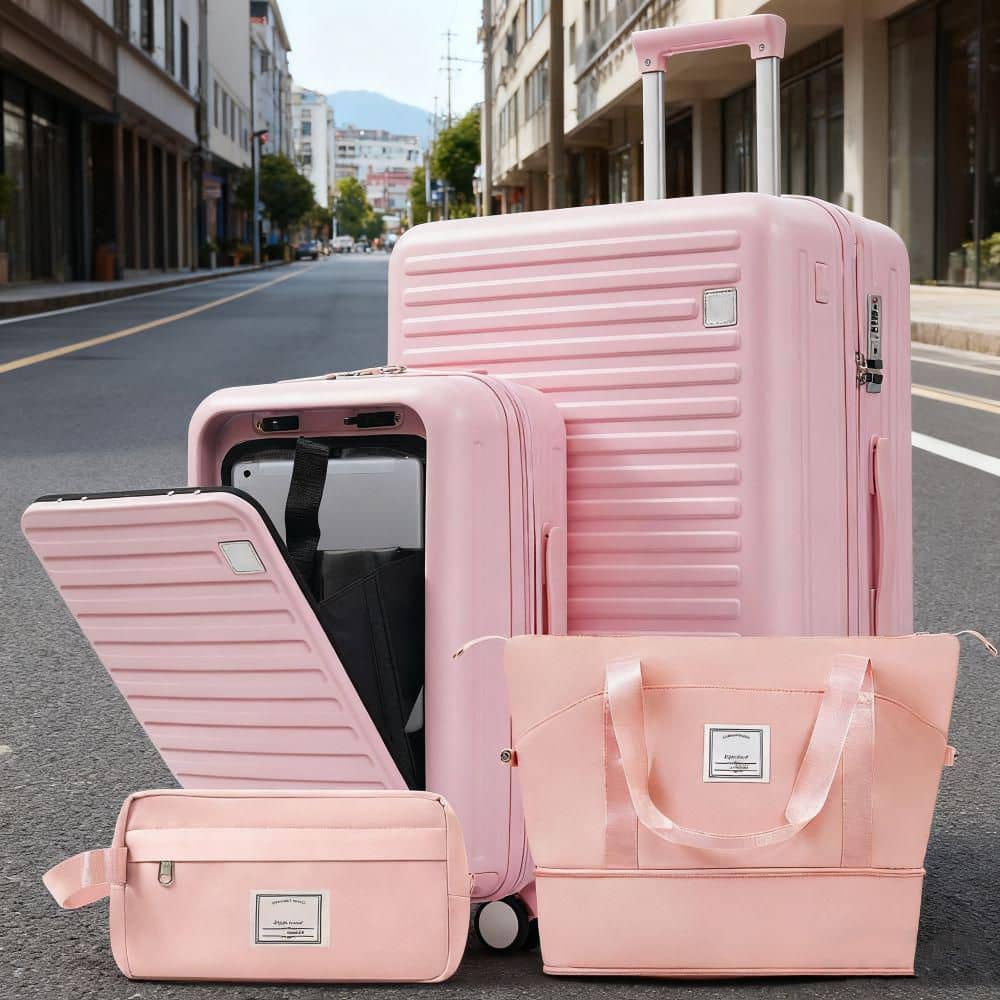 Merax 4 Bags 4-Piece Pink Expandable ABS Hardshell Luggage Set