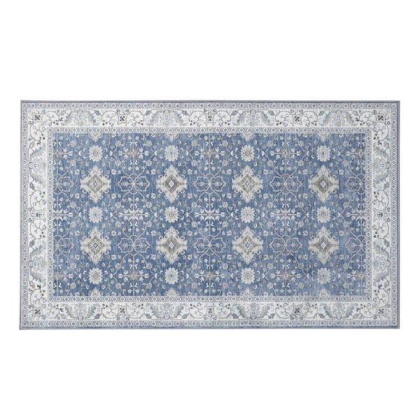 Willa Blue/Taupe 9 ft. x 12 ft. Woven Geometric Polyester Area Rug