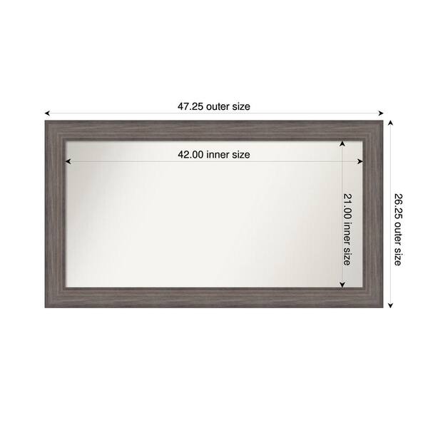 Amanti Art Country Barnwood 47.25 in. W. x 26.25 in. Custom Non-Beveled Wood Framed Bathroom Vanity Wall Mirror