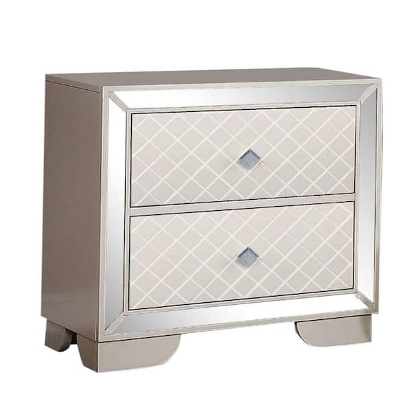 Benjara White 2-Drawer 28 in. Wooden Nightstand