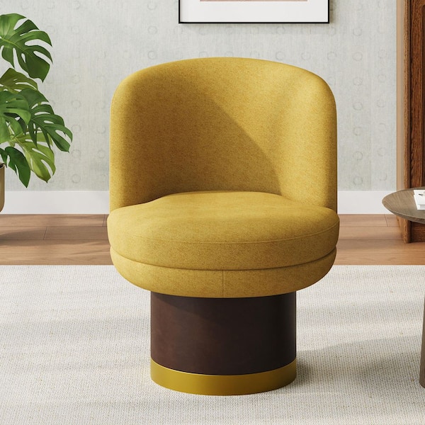 Yellow Chenille 360° Swivel Arm Chair with Upholstered or Living Room, Bedroom or Apartment