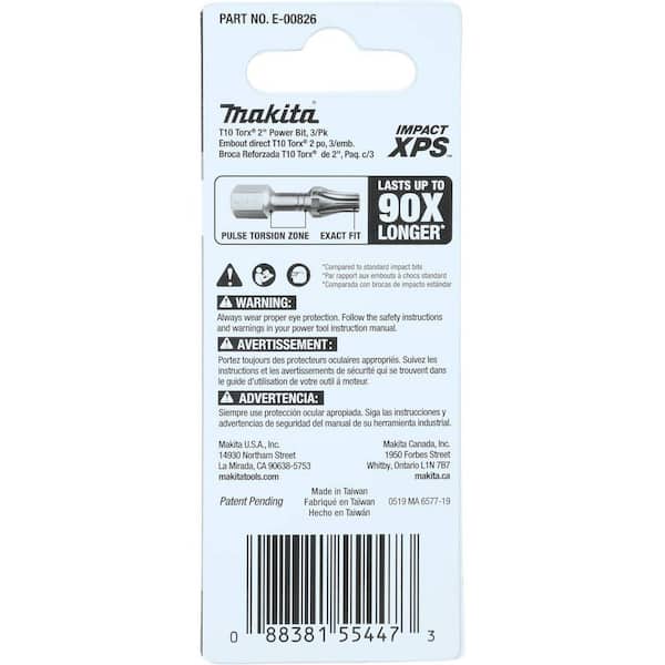 Makita IMPACT XPS T10 Torx 2 in. Power Bit (3-Pack) E-00826 - The