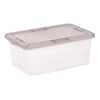 17 qt. Snap Top Plastic Storage Box in Clear with Gray Lid 500218